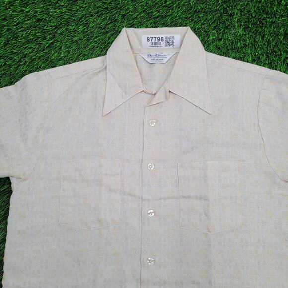 Vintage 70s Sportsman Dagger Collar Textured Shirt Medium 22x28 USA Polyester - Picture 2 of 11